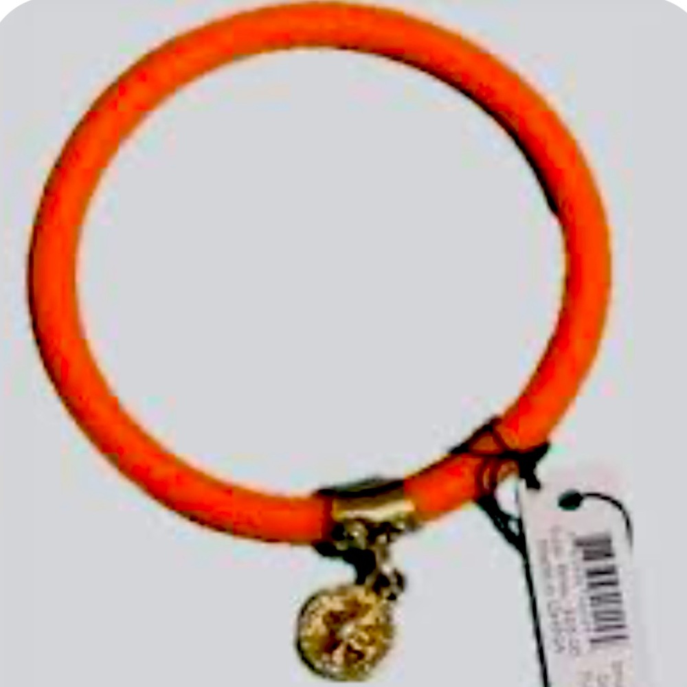 Marc By Marc Jacobs Orange Gold Charm Rubber Bangle Charm Bracelet New With Tag